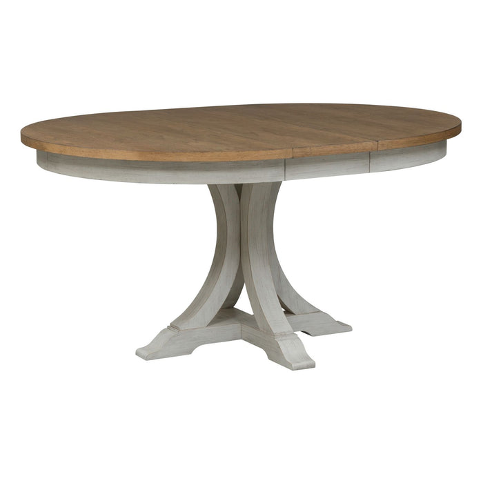 Farmhouse Reimagined Pedestal Table - Discount Furniture World (Burlington,NC)