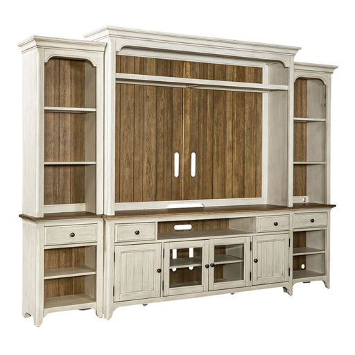 Farmhouse Reimagined Entertainment Center with Piers - Discount Furniture World (Burlington,NC)