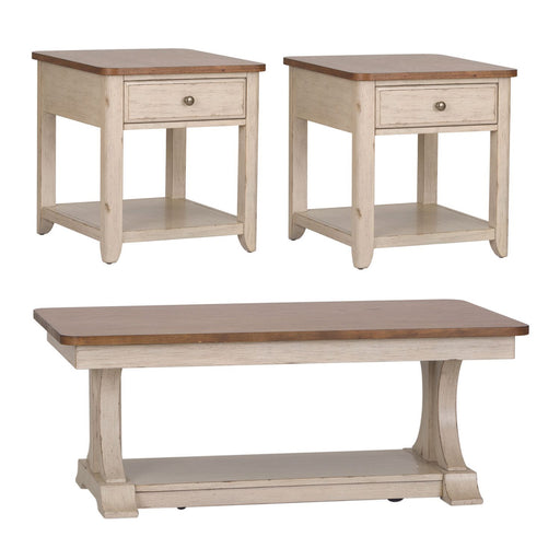 Farmhouse Reimagined 3 Piece Set (1-Cocktail 2-End Tables) - Discount Furniture World (Burlington,NC)