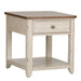 Farmhouse Reimagined End Table with Basket in Antique White - Discount Furniture World (Burlington,NC)
