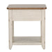 Farmhouse Reimagined End Table with Basket in Antique White - Discount Furniture World (Burlington,NC)