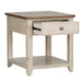 Farmhouse Reimagined End Table with Basket in Antique White - Discount Furniture World (Burlington,NC)