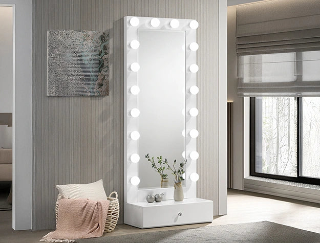 Luxo Tall Lighted Drawer Box - White