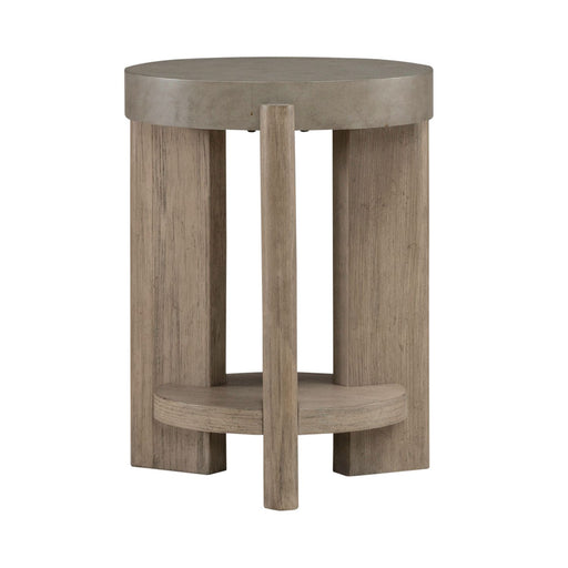 Affinity Chairside Table in Dusty Taupe with Concrete Top - Discount Furniture World (Burlington,NC)