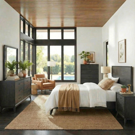 Century Modern King Platform Bed, Dresser & Mirror, Chest, Night Stand image