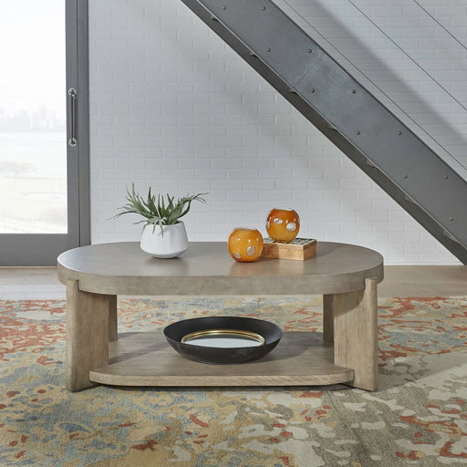 Affinity Oval Cocktail Table in Dusty Taupe with Concrete Top image