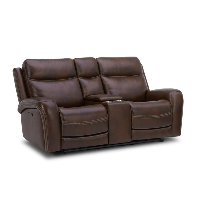 Blair Loveseat w/Console P2 & ZG in Cognac - Discount Furniture World (Burlington,NC)