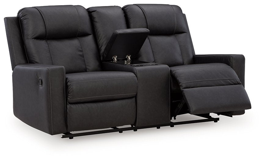 Mackmenville Reclining Loveseat with Console - Discount Furniture World (Burlington,NC)