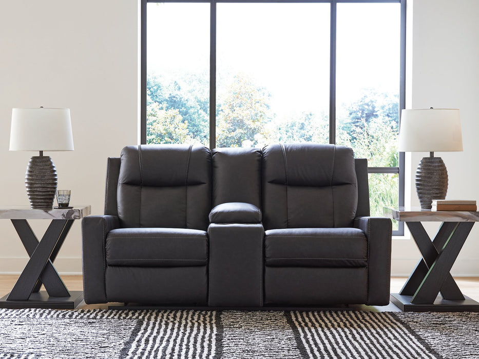 Mackmenville Reclining Loveseat with Console - Discount Furniture World (Burlington,NC)