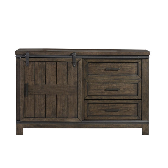 Thornwood Hills Barn Door Dresser in Rock Beaten Gray - Discount Furniture World (Burlington,NC)