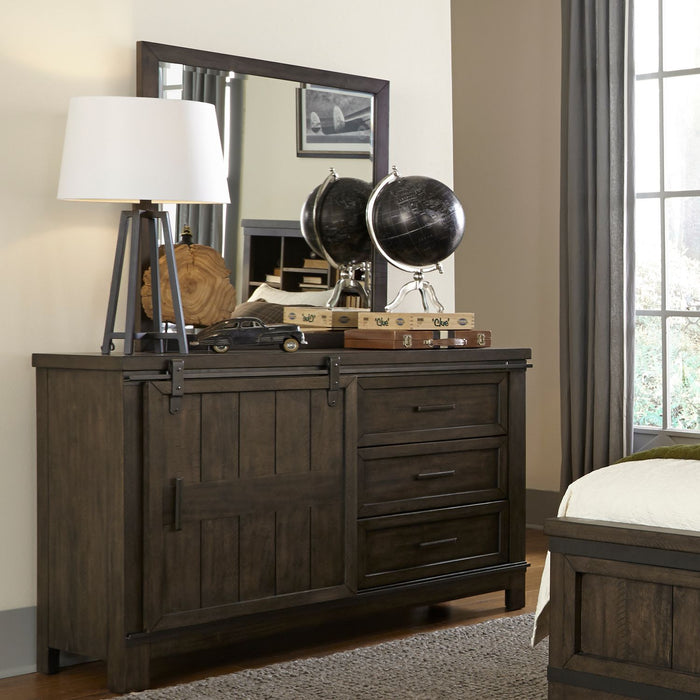 Thornwood Hills Barn Door Dresser in Rock Beaten Gray - Discount Furniture World (Burlington,NC)