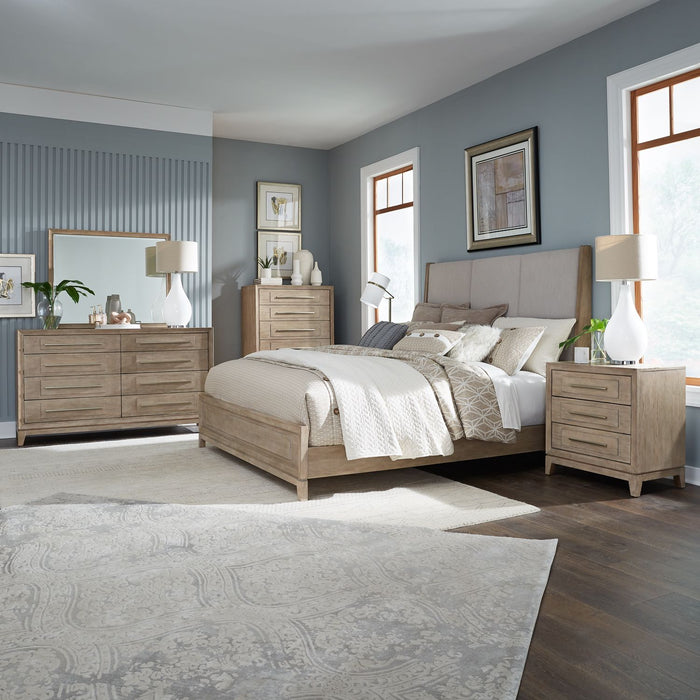 Brentwood Queen Uph Bed, Dresser & Mirror, Chest, Night Stand image