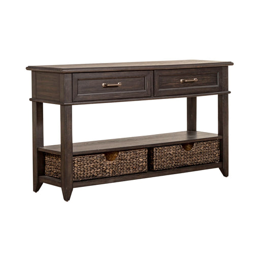 Mill Creek 2 Drawer Sofa Table in Peppercorn - Discount Furniture World (Burlington,NC)