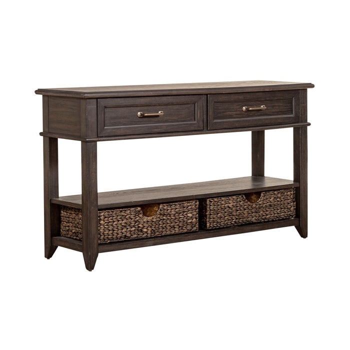 Mill Creek 2 Drawer Sofa Table in Peppercorn - Discount Furniture World (Burlington,NC)