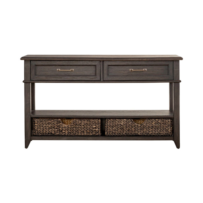 Mill Creek 2 Drawer Sofa Table in Peppercorn - Discount Furniture World (Burlington,NC)