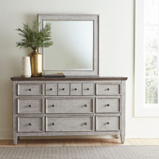 Heartland King Opt California Panel Bed, Dresser & Mirror - Discount Furniture World (Burlington,NC)