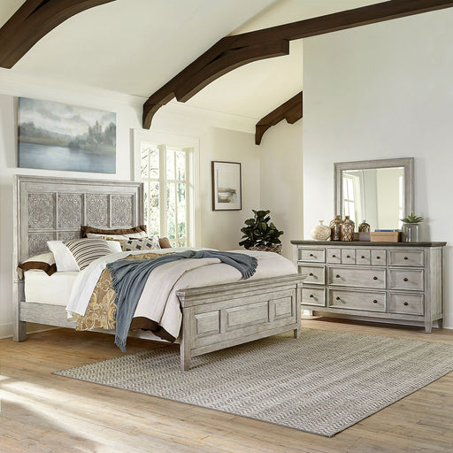Heartland Opt Queen Panel Bed, Dresser & Mirror image