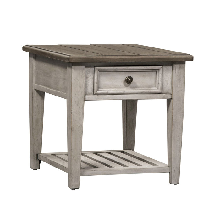Heartland Drawer End Table in Antique White - Discount Furniture World (Burlington,NC)