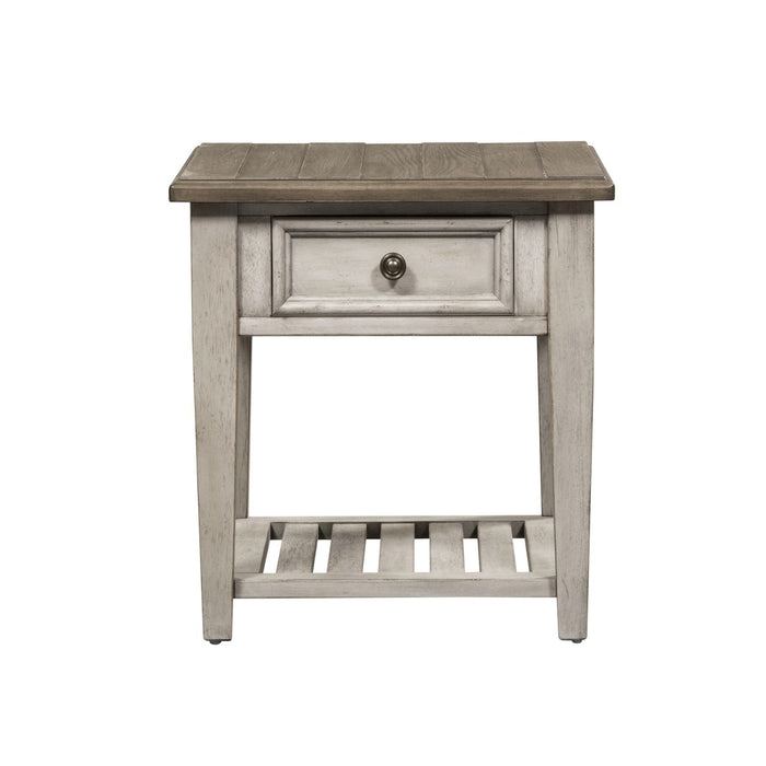 Heartland Drawer End Table in Antique White - Discount Furniture World (Burlington,NC)