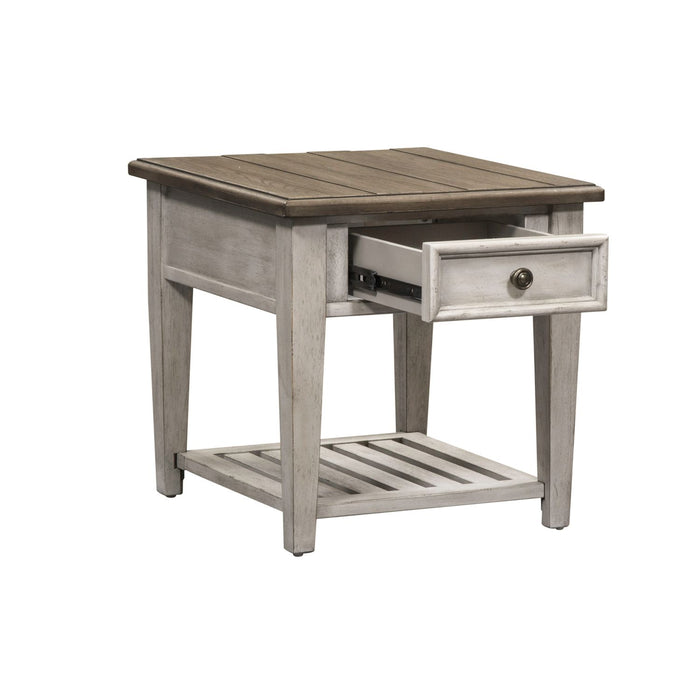 Heartland Drawer End Table in Antique White - Discount Furniture World (Burlington,NC)