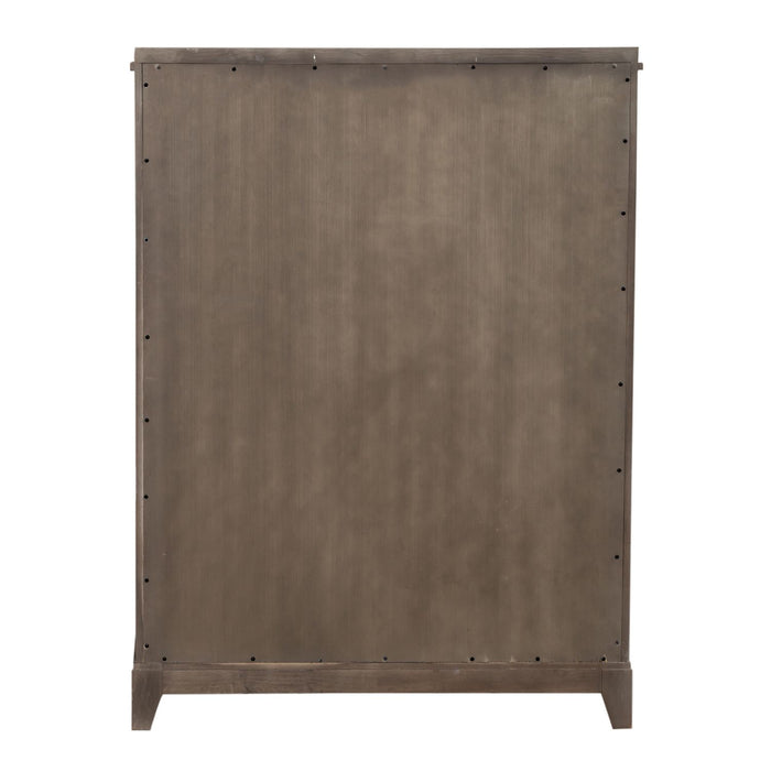 Belmar 5 Drawer Chest in Washed Taupe and Silver Champagne