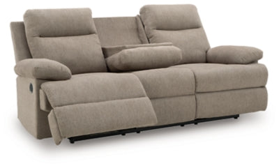 Side-Swipe Reclining Sofa with Drop Down Table - Discount Furniture World (Burlington,NC)