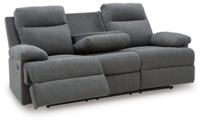Side-Swipe Reclining Sofa with Drop Down Table - Discount Furniture World (Burlington,NC)