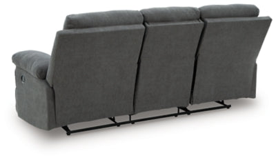 Side-Swipe Reclining Sofa with Drop Down Table - Discount Furniture World (Burlington,NC)
