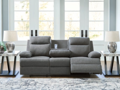Side-Swipe Reclining Sofa with Drop Down Table - Discount Furniture World (Burlington,NC)