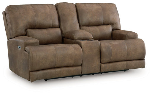 Beckley Place Power Reclining Loveseat with Console - Discount Furniture World (Burlington,NC)