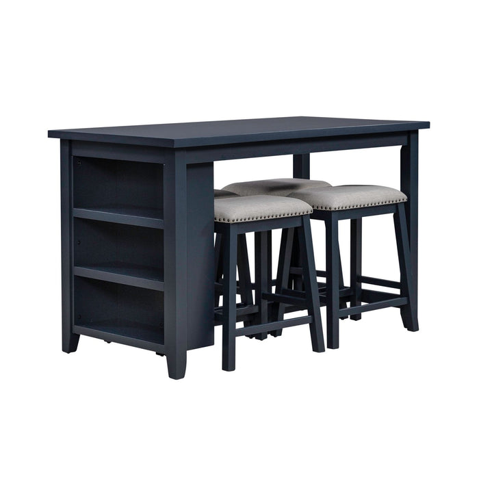 Brook Creek 5 Piece Counter Set- Navy - Discount Furniture World (Burlington,NC)