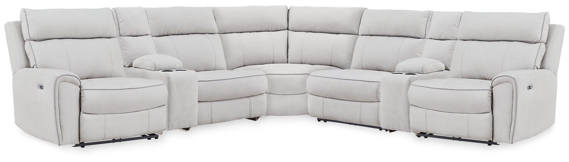 Social Pointe Reclining Sectional with Storage Consoles - Discount Furniture World (Burlington,NC)
