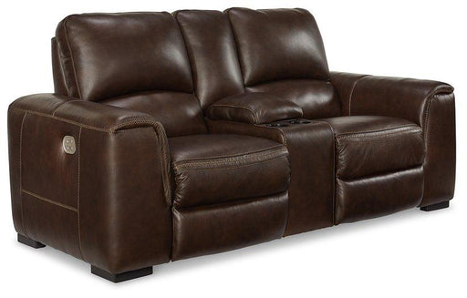 Alessandro Power Reclining Loveseat with Console - Discount Furniture World (Burlington,NC)