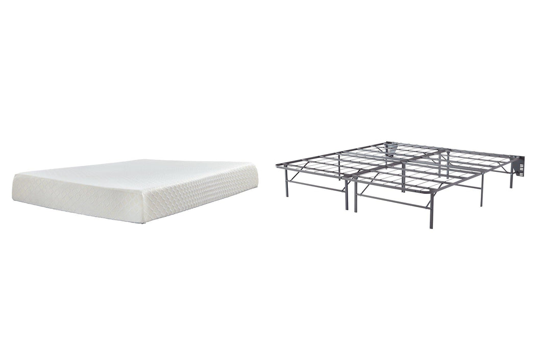 10 Inch Chime Memory Foam Mattress Set - Discount Furniture World (Burlington,NC)
