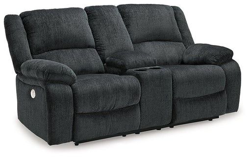 Draycoll Power Reclining Loveseat with Console - Discount Furniture World (Burlington,NC)
