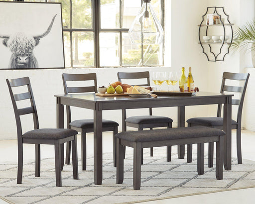 Bridson Dining Table and Chairs with Bench (Set of 6) - Discount Furniture World (Burlington,NC)