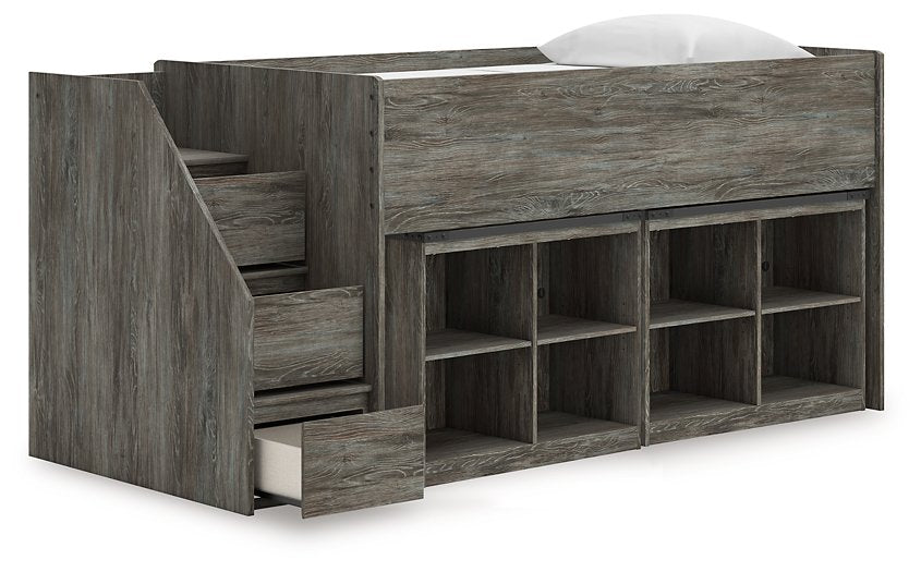 Frandern Loft Bed with Bookcase Storage - Discount Furniture World (Burlington,NC)