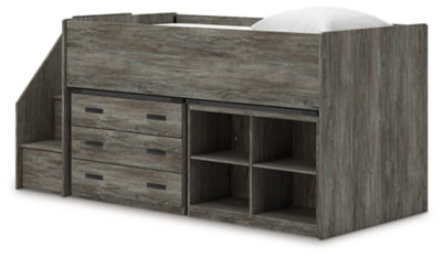 Frandern Loft Bed with Bookcase and Drawer Storage - Discount Furniture World (Burlington,NC)