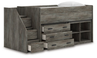 Frandern Loft Bed with Bookcase and Drawer Storage - Discount Furniture World (Burlington,NC)