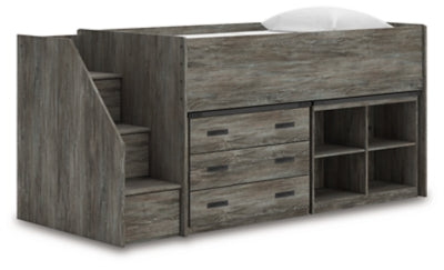 Frandern Loft Bed with Bookcase and Drawer Storage - Discount Furniture World (Burlington,NC)