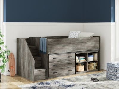Frandern Loft Bed with Bookcase and Drawer Storage - Discount Furniture World (Burlington,NC)