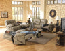 Catnapper Voyager Power Lay Flat Reclining Sofa with Drop Down Table in Brandy - Discount Furniture World (Burlington,NC)