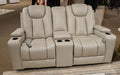Elevate Edges Glider Reclining Loveseat with Console - Discount Furniture World (Burlington,NC)