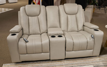 Elevate Edges Glider Reclining Loveseat with Console - Discount Furniture World (Burlington,NC)