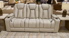 Elevate Edges Reclining Sofa with Drop Down Table - Discount Furniture World (Burlington,NC)