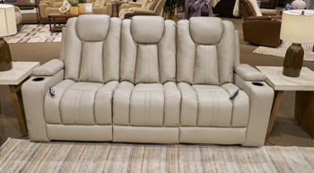 Elevate Edges Reclining Sofa with Drop Down Table - Discount Furniture World (Burlington,NC)