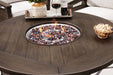 Paradise Trail Paradise Trail Fire Pit Table with 4 Nuvella Swivel Lounge Chairs - Discount Furniture World (Burlington,NC)
