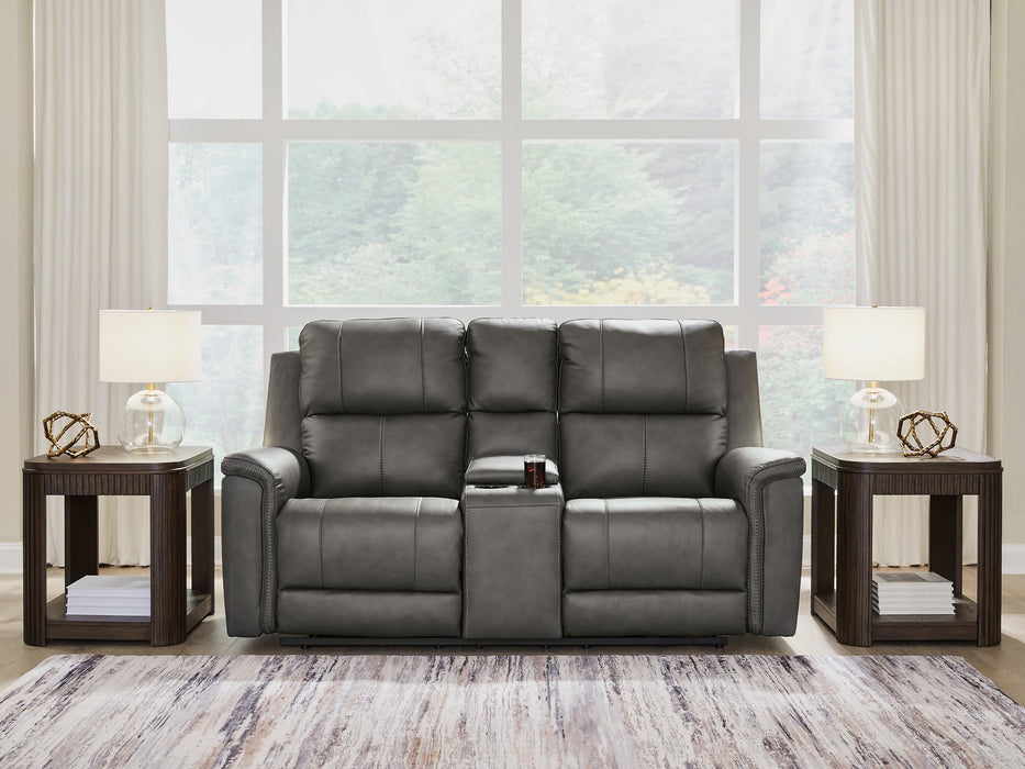 Bleckley Power Reclining Loveseat with Console - Discount Furniture World (Burlington,NC)