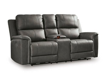 Bleckley Power Reclining Loveseat with Console - Discount Furniture World (Burlington,NC)