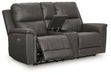 Bleckley Power Reclining Loveseat with Console - Discount Furniture World (Burlington,NC)